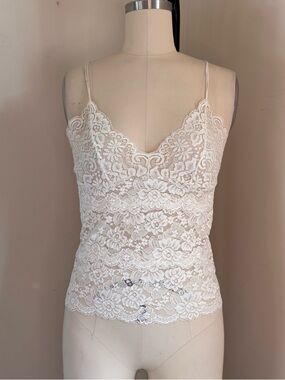 Y2K White Floral Lace Camisole Tank Top